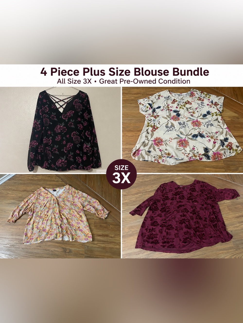 Plus Size Floral Blouses, size 3X - Torrid, Catherine’s, etc. bundle
